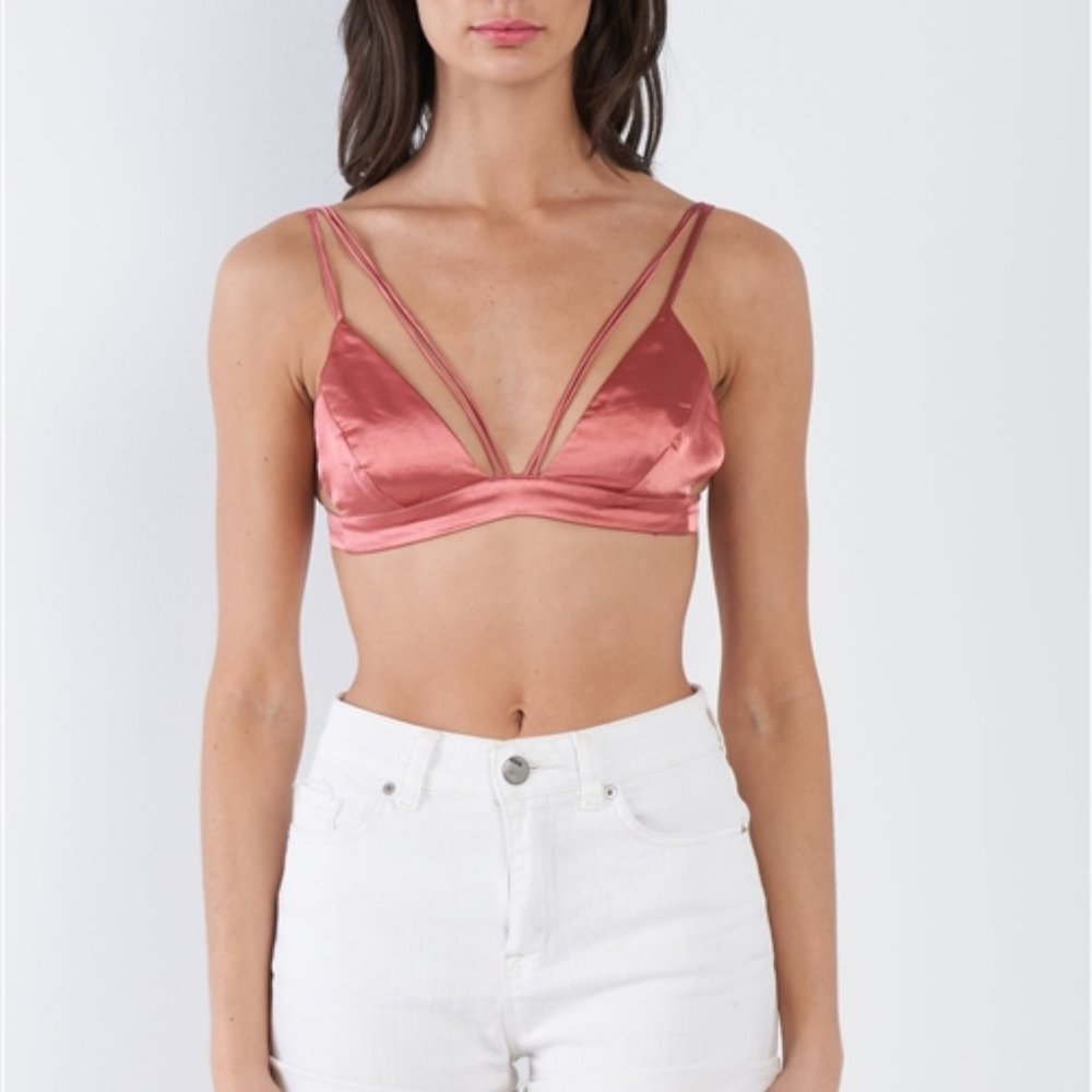 ♥️ Satin Pink Strappy Bralette